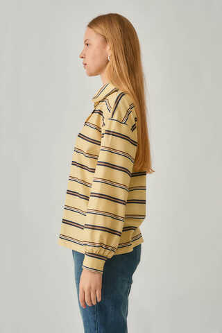 Striped Printed Sweatshirt Butter Yellow - 9
