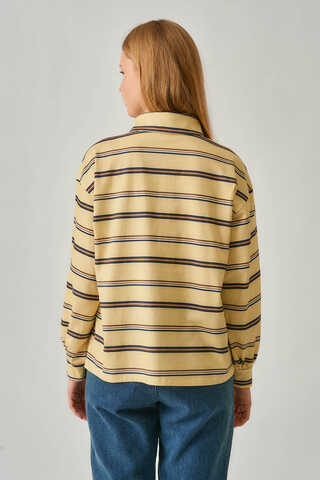 Striped Printed Sweatshirt Butter Yellow - 10
