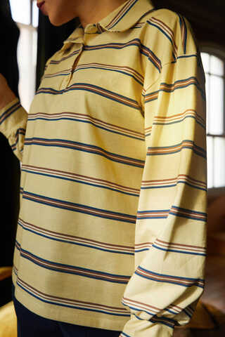 Striped Printed Sweatshirt Butter Yellow - 3