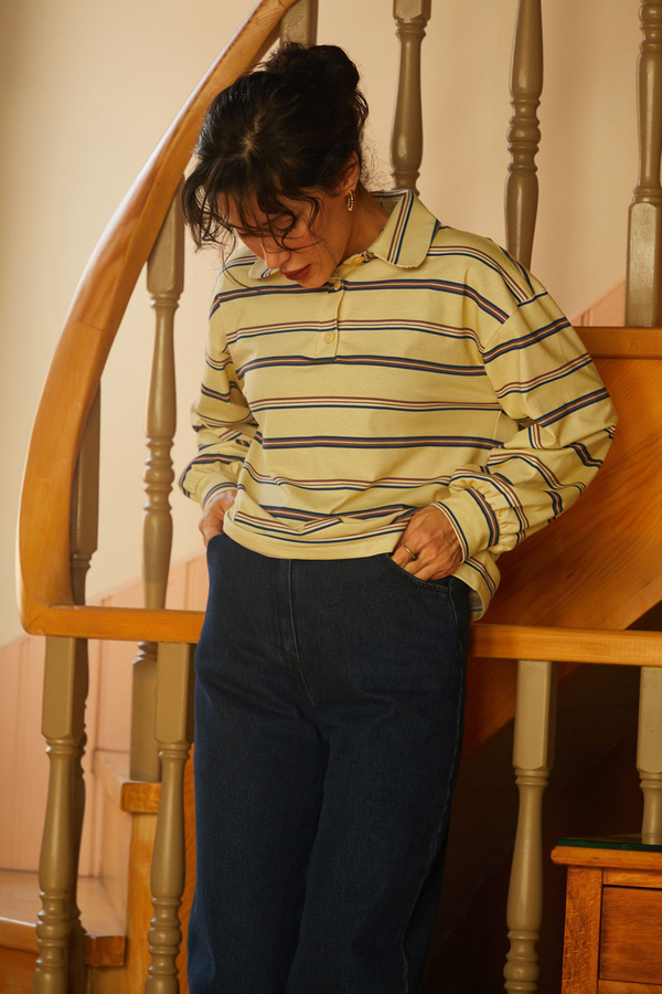 Striped Printed Sweatshirt Butter Yellow - 2