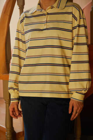 Striped Printed Sweatshirt Butter Yellow - 5