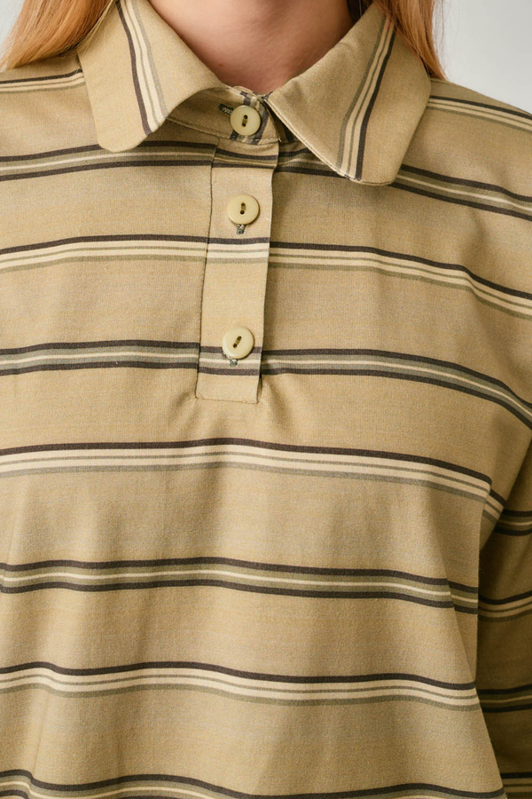 Striped Printed Sweatshirt Earth Green - 15