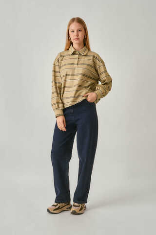 Striped Printed Sweatshirt Earth Green - 11