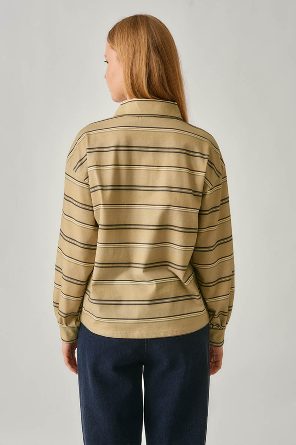 Striped Printed Sweatshirt Earth Green - 16