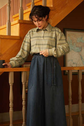 Striped Printed Sweatshirt Earth Green - 9