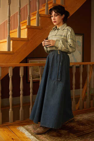 Striped Printed Sweatshirt Earth Green - 8