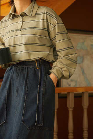 Striped Printed Sweatshirt Earth Green - 2