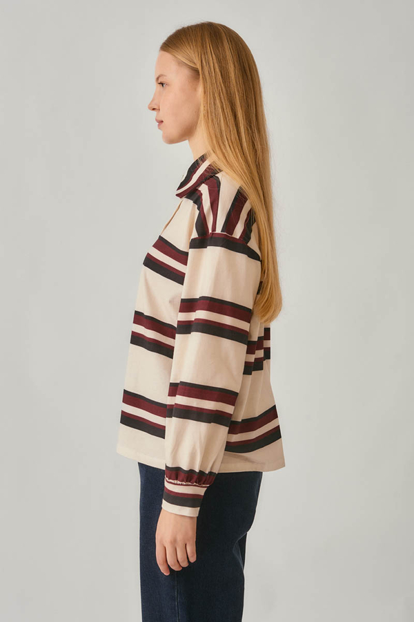 Striped Printed Sweatshirt Stone - 4