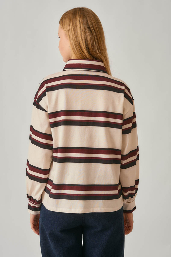Striped Printed Sweatshirt Stone - 5