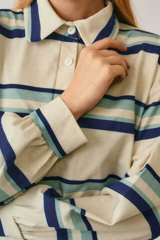 Striped Printed Sweatshirt White - 1