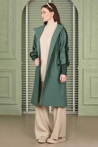 Striped Sleeve Stamp Coat Mint - 2