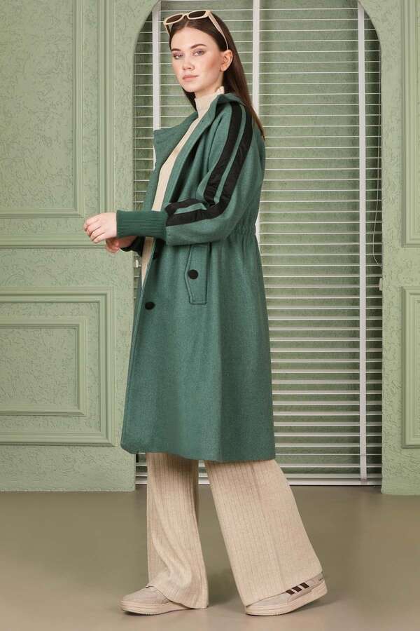 Striped Sleeve Stamp Coat Mint - 3