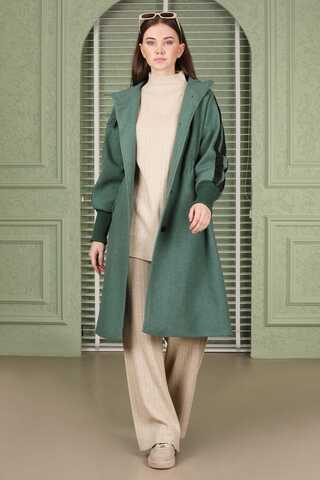 Striped Sleeve Stamp Coat Mint - 4