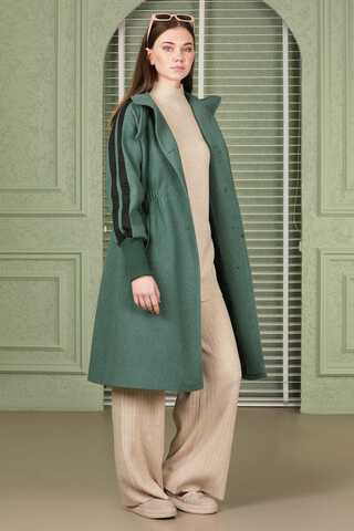 Striped Sleeve Stamp Coat Mint - 5