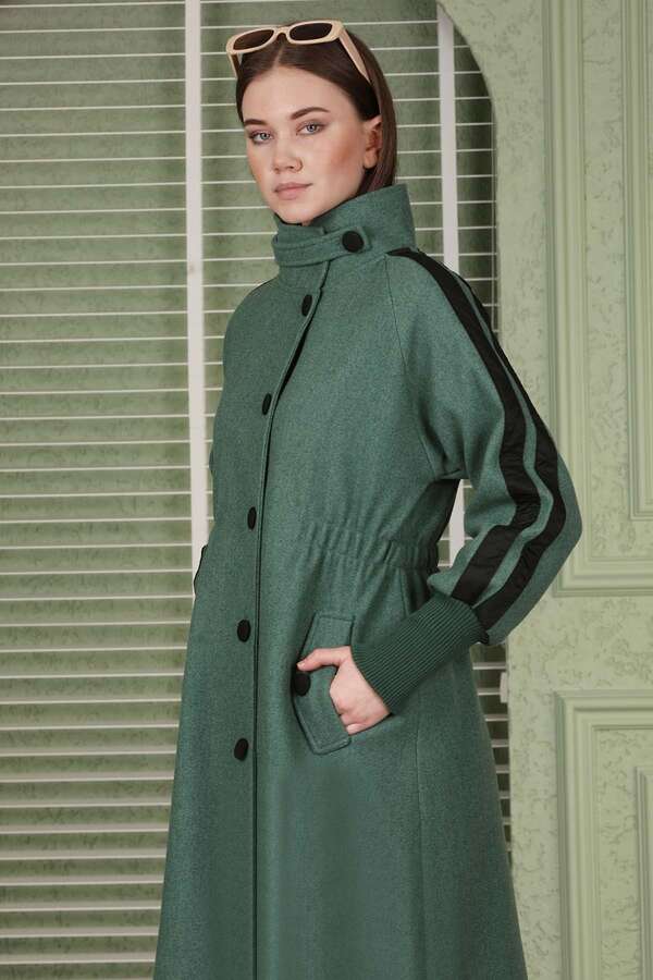 Striped Sleeve Stamp Coat Mint - 6