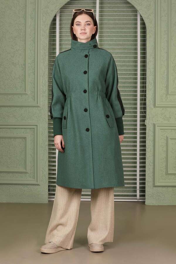 Striped Sleeve Stamp Coat Mint - 1