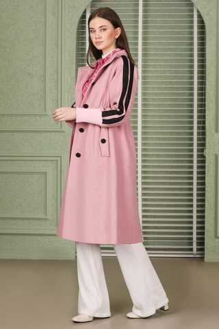 Striped Sleeve Stamp Coat Pink - 2