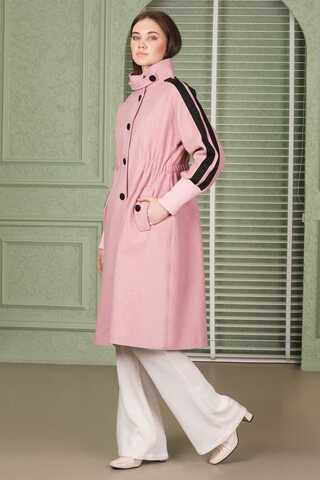 Striped Sleeve Stamp Coat Pink - 7