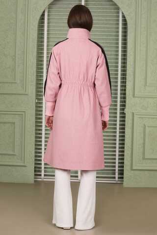Striped Sleeve Stamp Coat Pink - 9