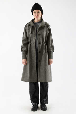 Striped Sleeve Stamp Coat Smoked - 1