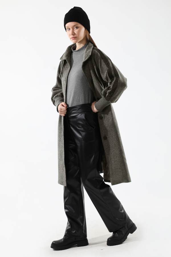 Striped Sleeve Stamp Coat Smoked - 3