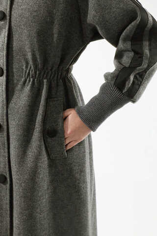 Striped Sleeve Stamp Coat Smoked - 4