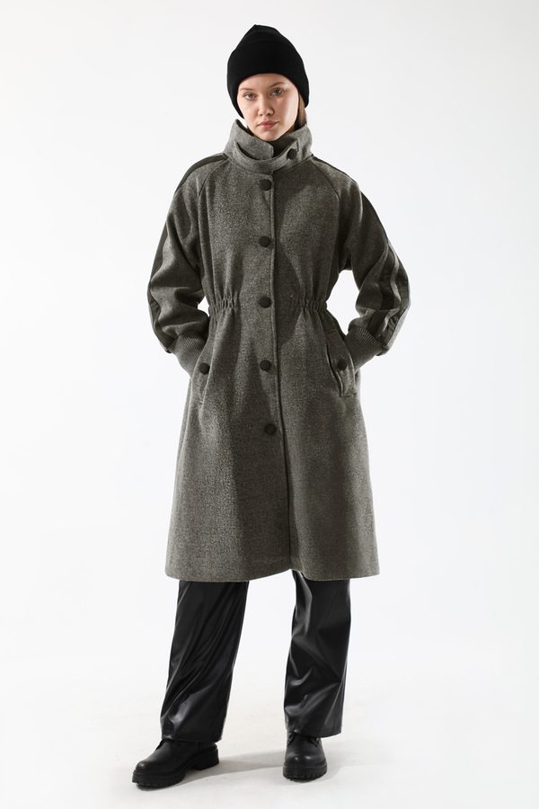 Striped Sleeve Stamp Coat Smoked - 5