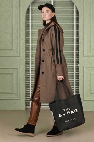 Striped Sleeve Stamp Coat Soil - 1