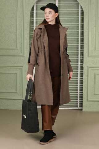 Striped Sleeve Stamp Coat Soil - 2