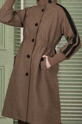 Striped Sleeve Stamp Coat Soil - 4