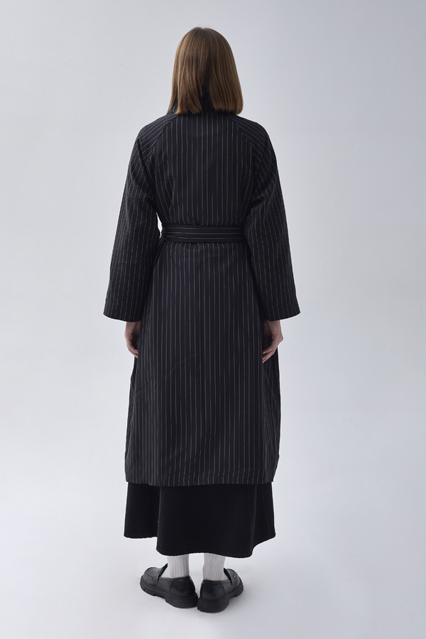 Striped Trenchcoat Black - 7
