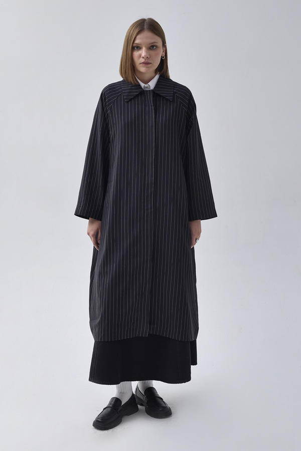 Striped Trenchcoat Black - 6