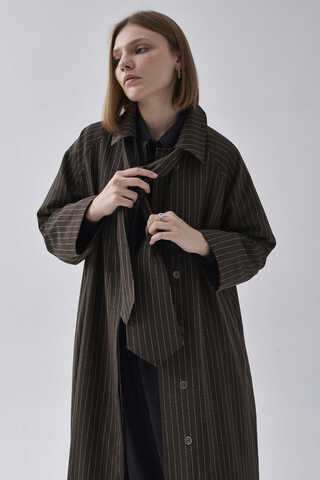 Striped Trenchcoat Brown - 1