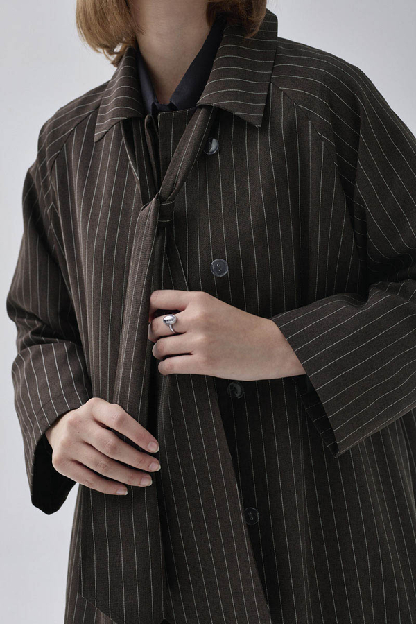 Striped Trenchcoat Brown - 6