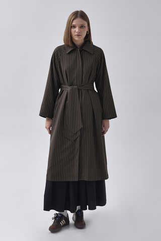 Striped Trenchcoat Brown - 3