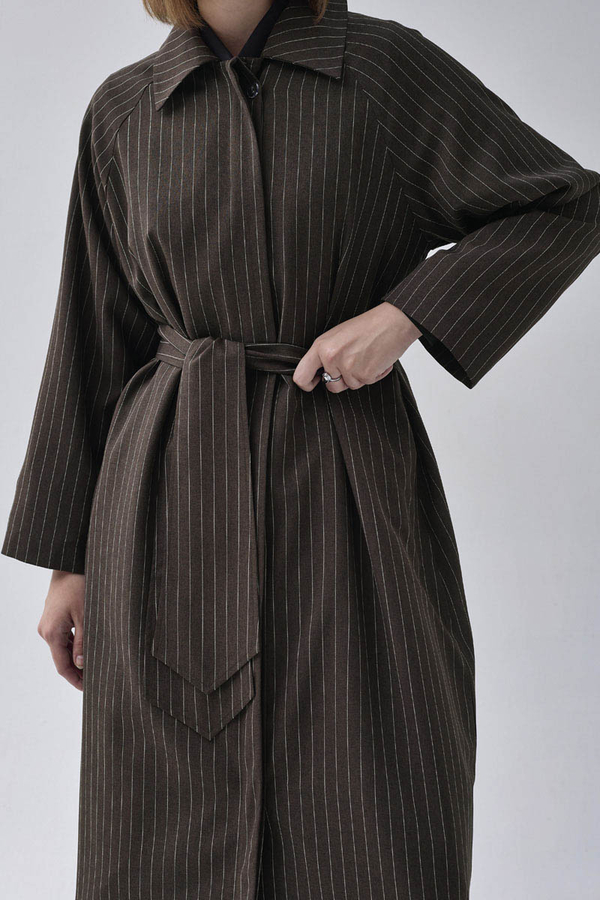 Striped Trenchcoat Brown - 4