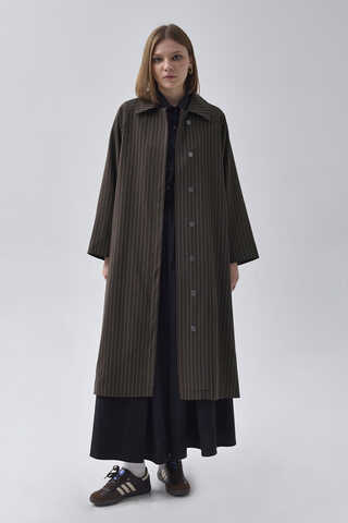 Striped Trenchcoat Brown - 2