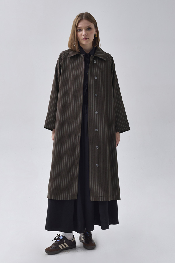 Striped Trenchcoat Brown - 2
