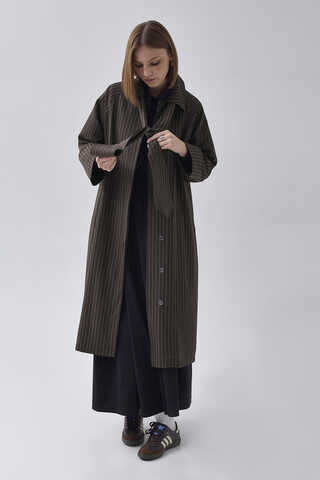 Striped Trenchcoat Brown - 5