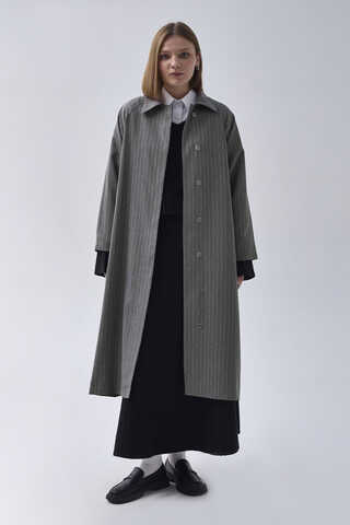 Striped Trenchcoat Grey - 2