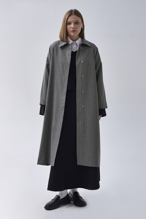 Striped Trenchcoat Grey - 2