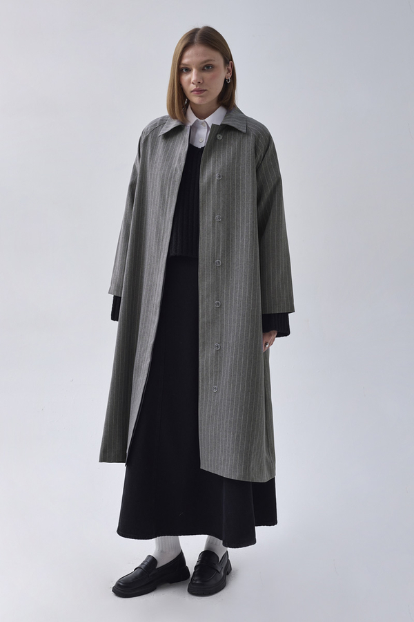 Striped Trenchcoat Grey - 6