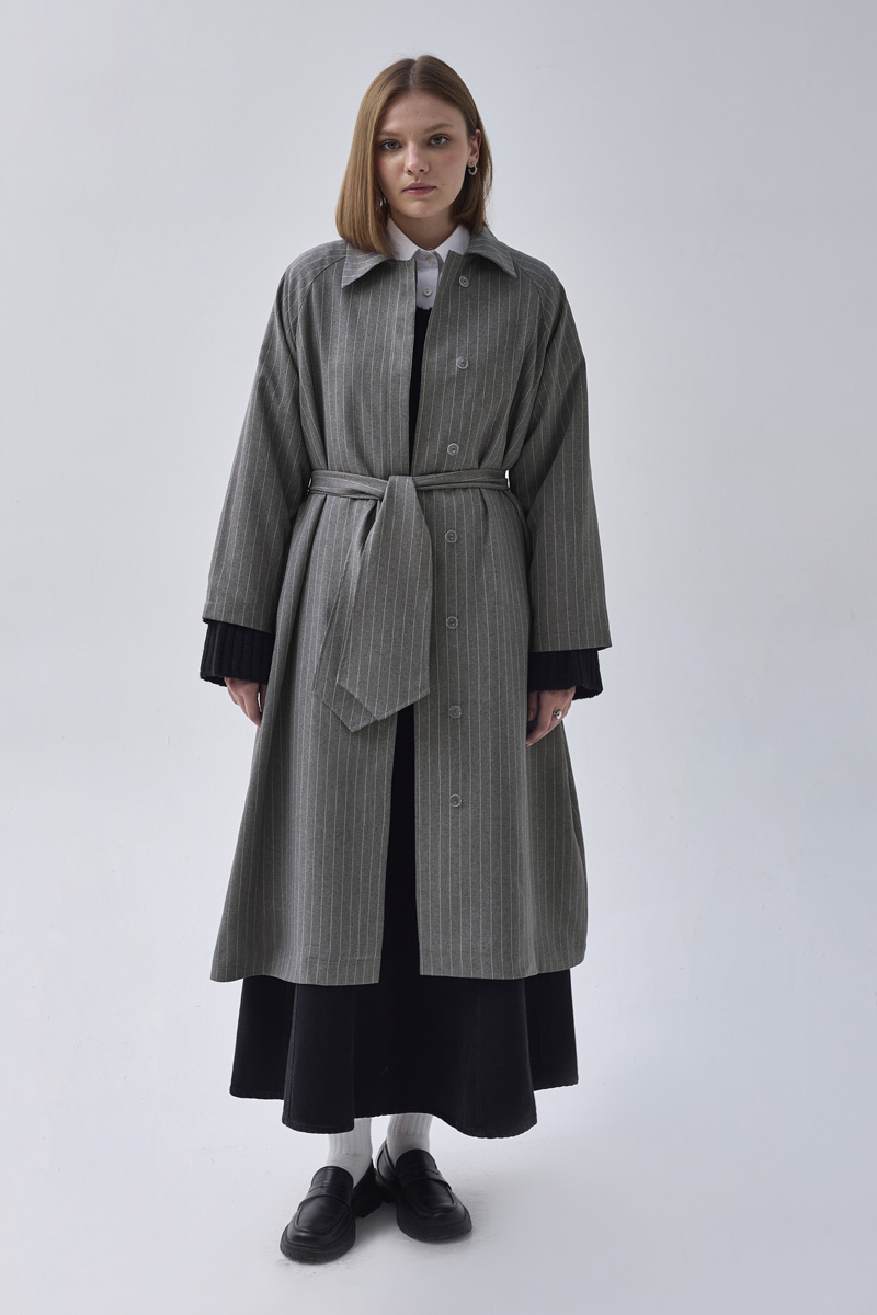 Striped Trenchcoat Grey