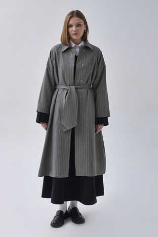Striped Trenchcoat Grey - 1