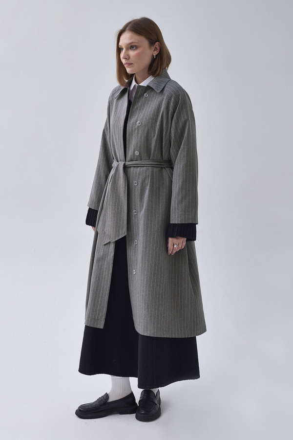Striped Trenchcoat Grey - 5