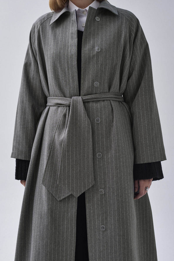 Striped Trenchcoat Grey - 4
