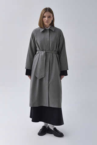 Striped Trenchcoat Grey - 3