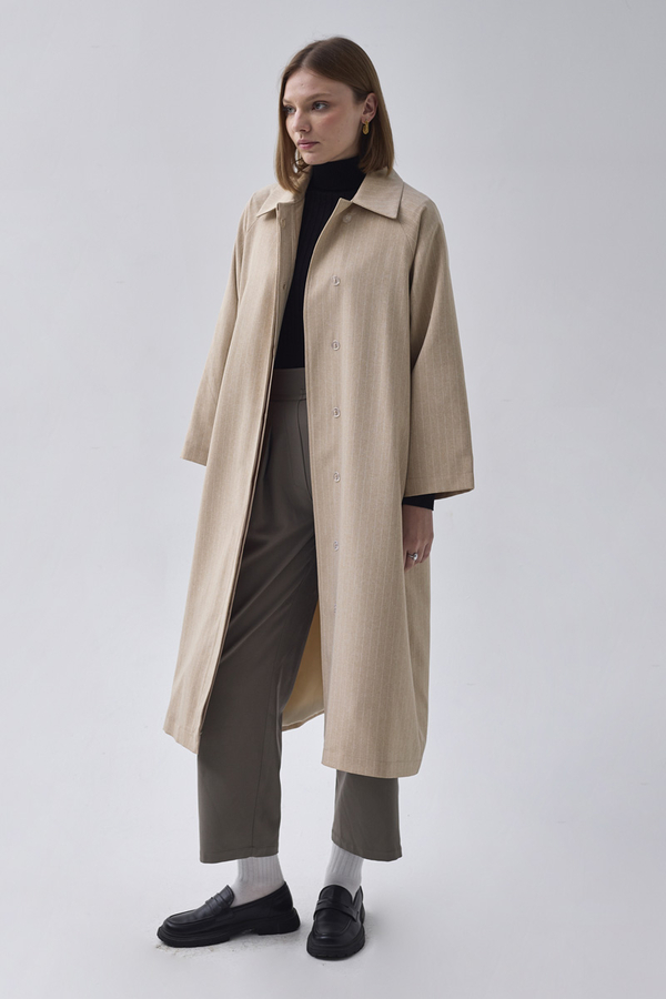 Striped Trenchcoat Stone - 3