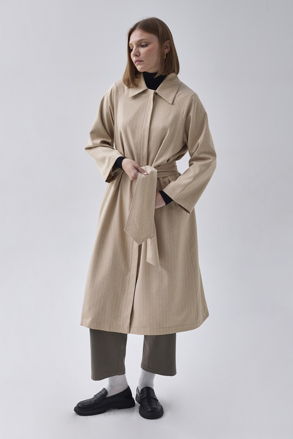 Striped Trenchcoat Stone - 2