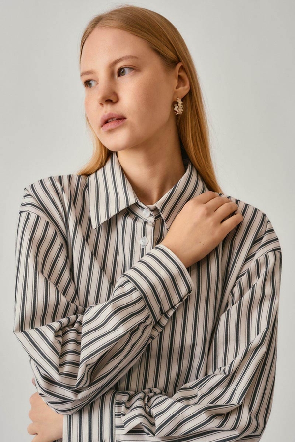 Striped Tunic Shirt Anthracite - 9